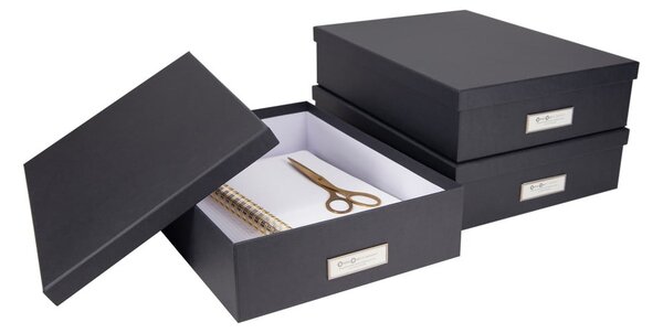 Ciemnoszare pudełko na dokumenty z etykietą Bigso Box of Sweden Oskar, A4