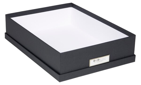 Ciemnoszare pudełko na dokumenty z etykietą Bigso Box of Sweden Oskar, A4