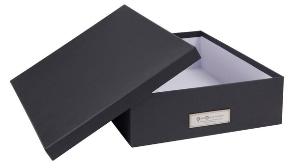 Ciemnoszare pudełko na dokumenty z etykietą Bigso Box of Sweden Oskar, A4
