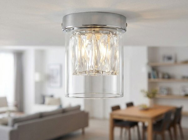 NOWOCZESNA LAMPA SUFITOWA CHROMOWANA DENI