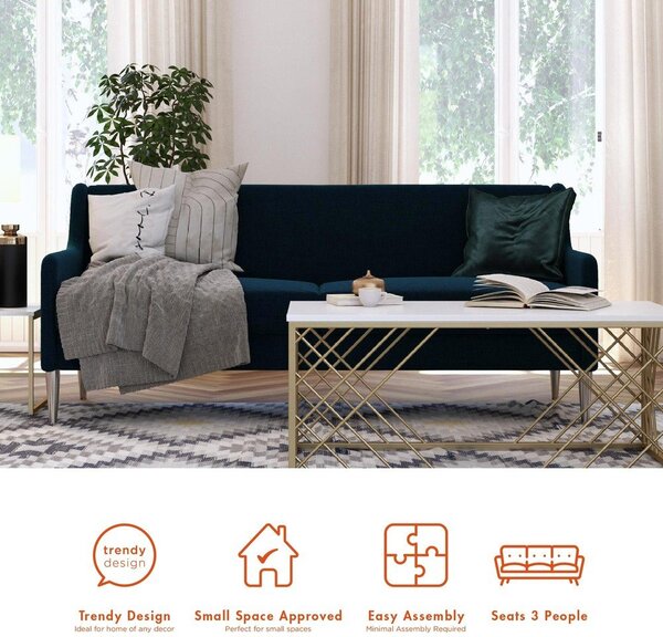 Niebieska sofa 190 cm Virginia – CosmoLiving by Cosmopolitan