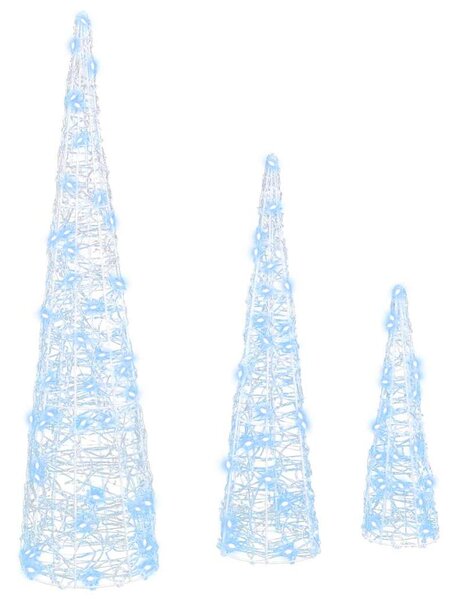 Choinka 3 szt. Zimna biel 20 x 20 x 80 cm Akryl 90 diod LED