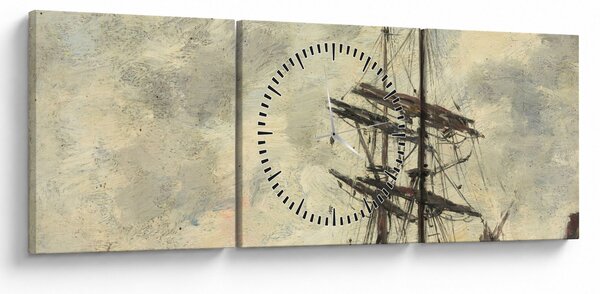 Obraz - Eugène Boudin, Ship on the Touques, reprodukcje (z zegarem) (90x30 cm)