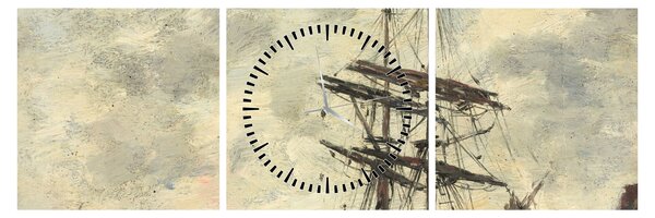 Obraz - Eugène Boudin, Ship on the Touques, reprodukcje (z zegarem) (90x30 cm)
