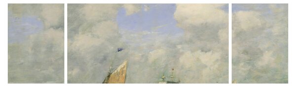 Obraz - Eugène Boudin, Ships and Sailing Boats Leaving Le Havre, reprodukcje (170x50 cm)