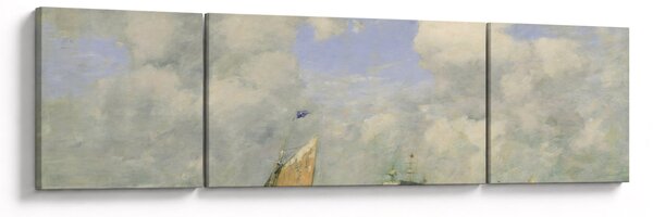 Obraz - Eugène Boudin, Ships and Sailing Boats Leaving Le Havre, reprodukcje (170x50 cm)