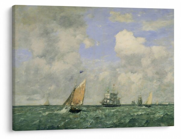 Obraz - Eugène Boudin, Ships and Sailing Boats Leaving Le Havre, reprodukcje (70x50 cm)