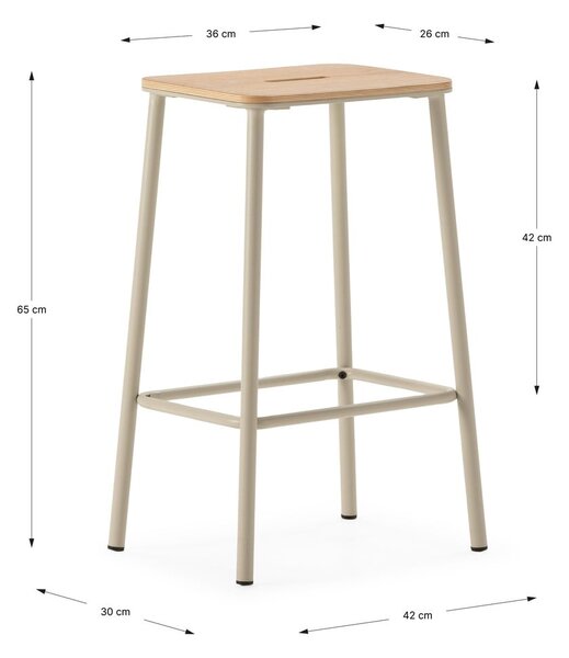 Kremowe hokery zestaw 2 szt. (wysokość siedziska 65 cm) Abba – Marckeric
