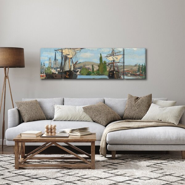 Obraz - Claude Monet, Ships Riding on the Seine at Rouen, reprodukcje (170x50 cm)