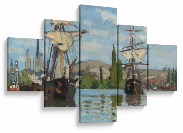 Obraz - Claude Monet, Ships Riding on the Seine at Rouen, reprodukcje (125x70 cm)