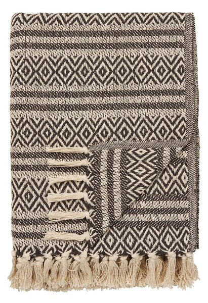 Brązowy koc z bawełny z recyklingu 130x180 cm Adana – House Nordic