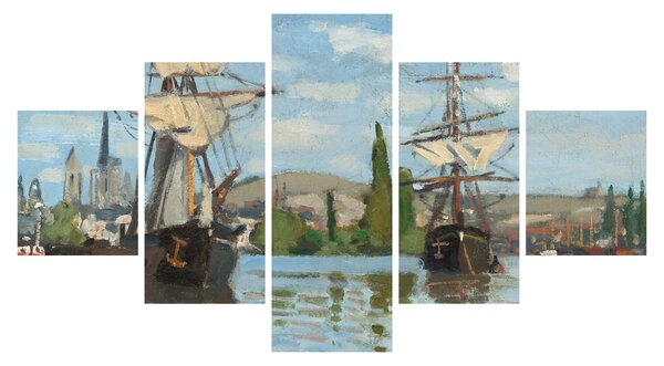Obraz - Claude Monet, Ships Riding on the Seine at Rouen, reprodukcje (125x70 cm)
