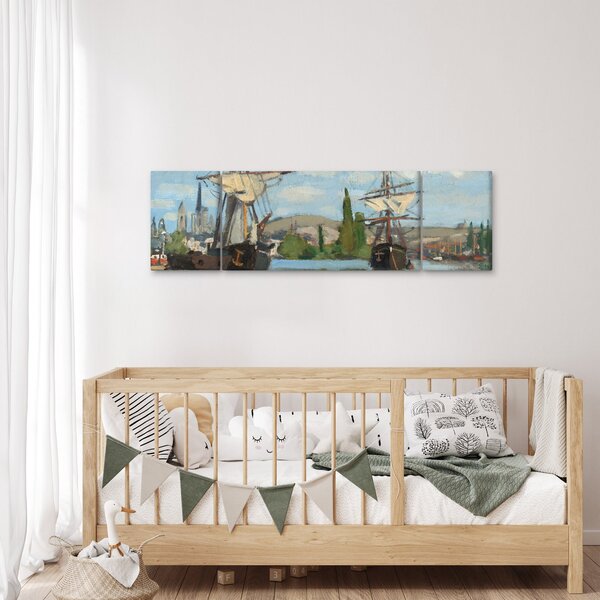 Obraz - Claude Monet, Ships Riding on the Seine at Rouen, reprodukcje (170x50 cm)
