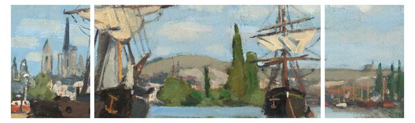 Obraz - Claude Monet, Ships Riding on the Seine at Rouen, reprodukcje (170x50 cm)