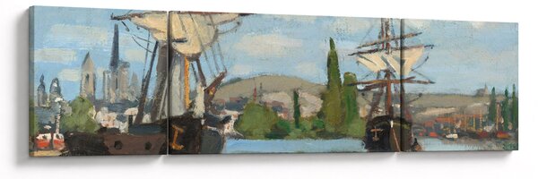 Obraz - Claude Monet, Ships Riding on the Seine at Rouen, reprodukcje (170x50 cm)