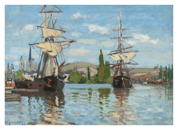 Obraz na szkle - Claude Monet, Ships Riding on the Seine at Rouen, reprodukcje (70x50 cm)