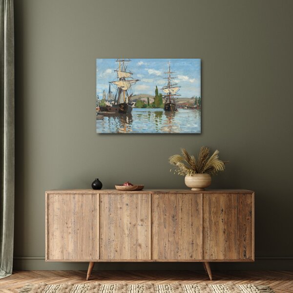 Obraz - Claude Monet, Ships Riding on the Seine at Rouen, reprodukcje (70x50 cm)