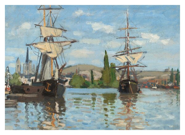 Obraz - Claude Monet, Ships Riding on the Seine at Rouen, reprodukcje (70x50 cm)