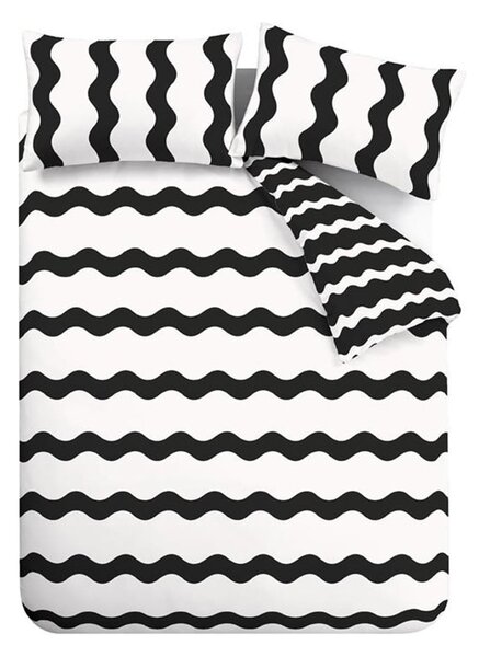 Czarno-biała pościel jednoosobowa 135x200 cm Waves – Sassy B