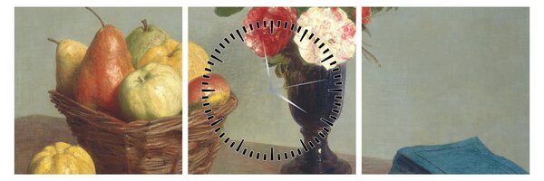 Obraz - Henri Fantin-Latour, Still Life, reprodukcje (z zegarem) (90x30 cm)
