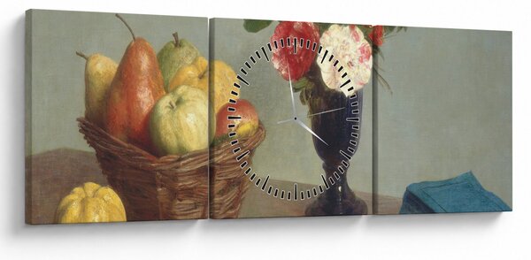 Obraz - Henri Fantin-Latour, Still Life, reprodukcje (z zegarem) (90x30 cm)