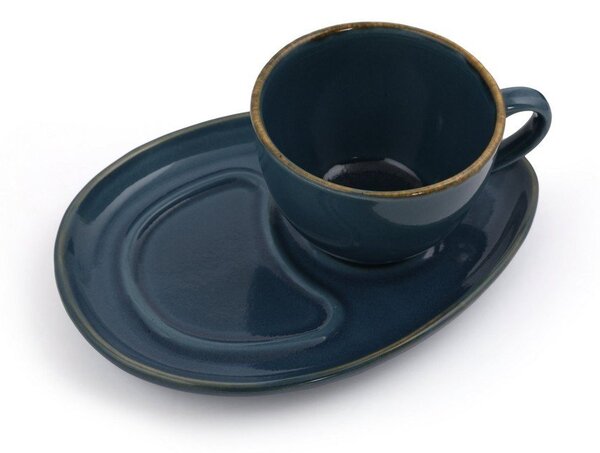 Ciemnoniebieskie ceramiczne filiżanki zestaw 2 szt. 0.21 l – Hermia