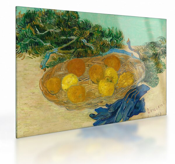 Obraz na szkle - Vincent van Gogh, Still Life of Oranges and Lemons with Blue Gloves, reprodukcje (70x50 cm)