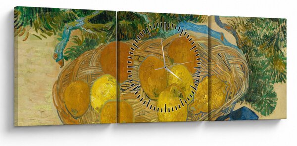 Obraz - Vincent van Gogh, Still Life of Oranges and Lemons with Blue Gloves, reprodukcje (z zegarem) (90x30 cm)