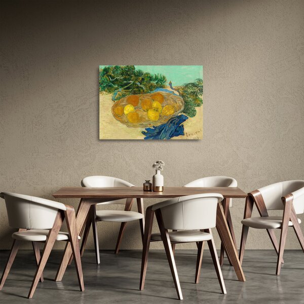 Obraz na szkle - Vincent van Gogh, Still Life of Oranges and Lemons with Blue Gloves, reprodukcje (70x50 cm)