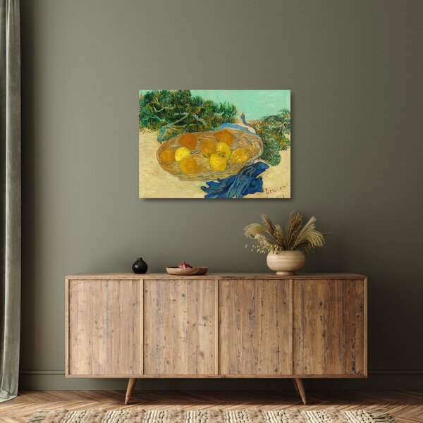 Obraz na szkle - Vincent van Gogh, Still Life of Oranges and Lemons with Blue Gloves, reprodukcje (70x50 cm)