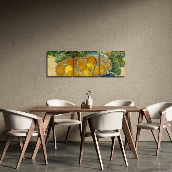 Obraz - Vincent van Gogh, Still Life of Oranges and Lemons with Blue Gloves, reprodukcje (z zegarem) (90x30 cm)