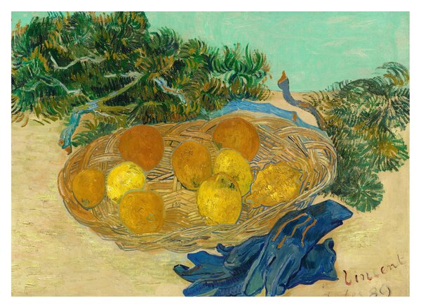 Obraz na szkle - Vincent van Gogh, Still Life of Oranges and Lemons with Blue Gloves, reprodukcje (70x50 cm)