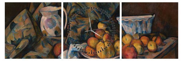 Obraz - Paul Cézanne, Still Life with Apples and Peaches, reprodukcje (z zegarem) (90x30 cm)