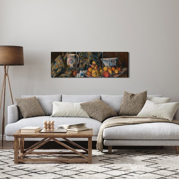 Obraz - Paul Cézanne, Still Life with Apples and Peaches, reprodukcje (z zegarem) (90x30 cm)