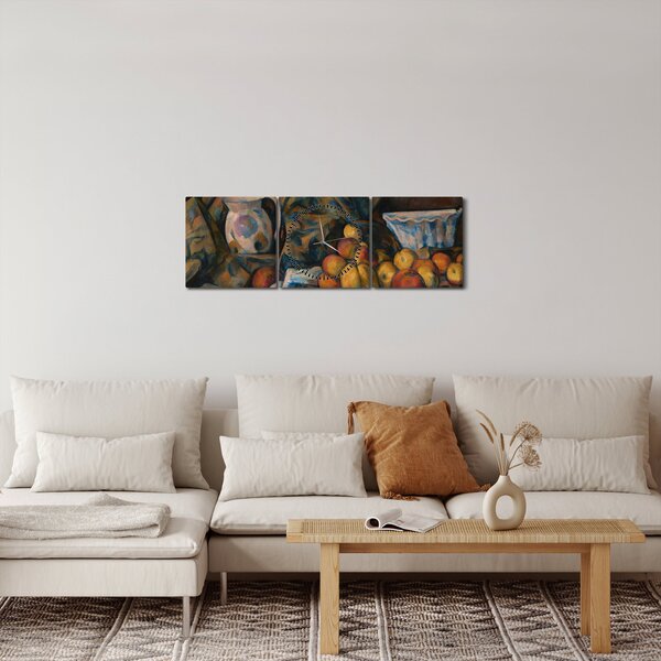 Obraz - Paul Cézanne, Still Life with Apples and Peaches, reprodukcje (z zegarem) (90x30 cm)