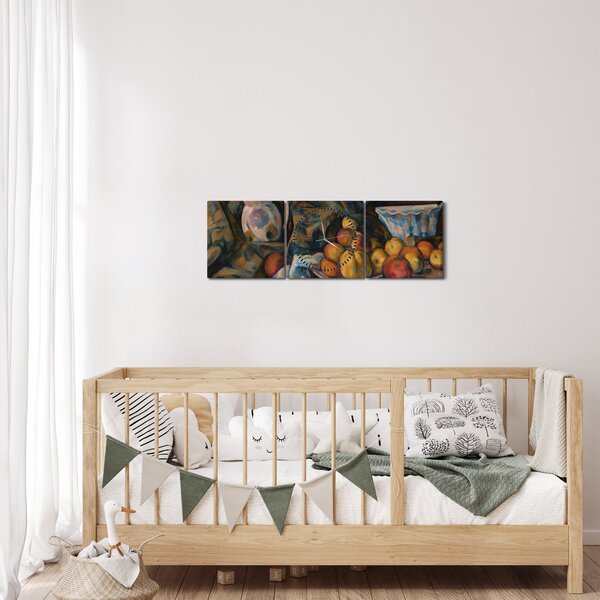Obraz - Paul Cézanne, Still Life with Apples and Peaches, reprodukcje (z zegarem) (90x30 cm)