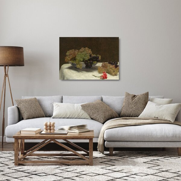 Obraz na szkle - Henri Fantin-Latour, Still Life with Grapes and a Carnation, reprodukcje (70x50 cm)
