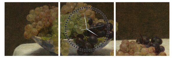 Obraz - Henri Fantin-Latour, Still Life with Grapes and a Carnation, reprodukcje (z zegarem) (90x30 cm)