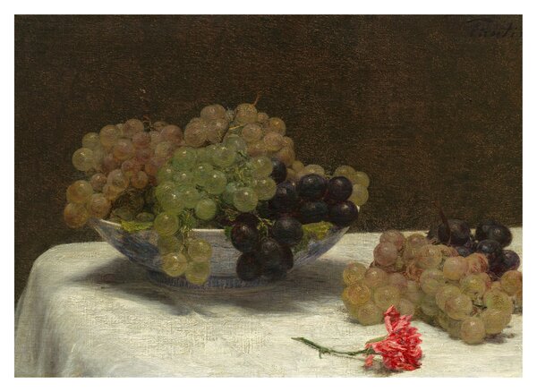 Obraz na szkle - Henri Fantin-Latour, Still Life with Grapes and a Carnation, reprodukcje (70x50 cm)