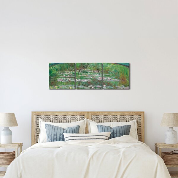 Obraz - Claude Monet, The Japanese Footbridge, reprodukcje (z zegarem) (90x30 cm)
