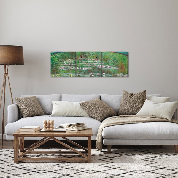 Obraz - Claude Monet, The Japanese Footbridge, reprodukcje (z zegarem) (90x30 cm)