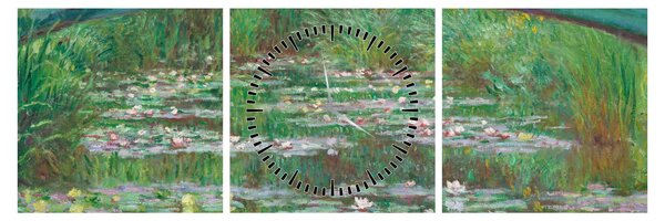 Obraz - Claude Monet, The Japanese Footbridge, reprodukcje (z zegarem) (90x30 cm)