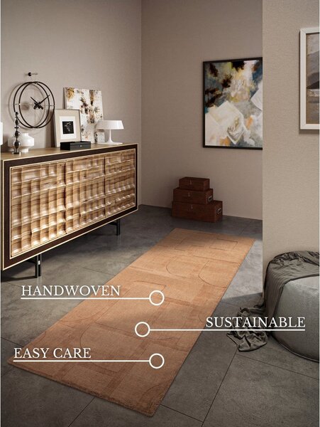 Brązowy wełniany chodnik tkany ręcznie 80x250 cm Alexis – Villeroy&Boch