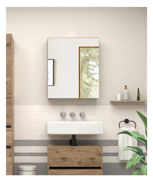 Wisząca szafka łazienkowa z lustrem w dekorze dębu 60x70 cm Wisla – Støraa