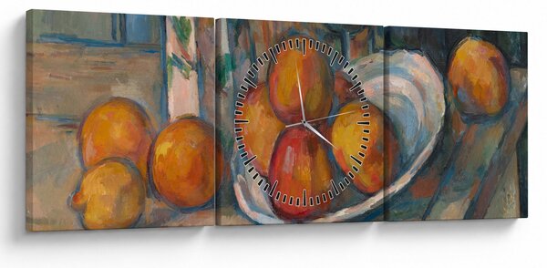 Obraz - Paul Cézanne, Still Life with Milk Jug and Fruit, reprodukcje (z zegarem) (90x30 cm)