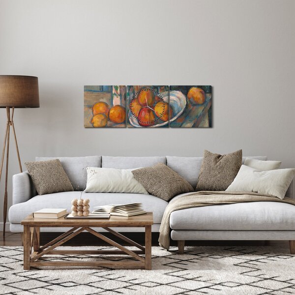 Obraz - Paul Cézanne, Still Life with Milk Jug and Fruit, reprodukcje (z zegarem) (90x30 cm)