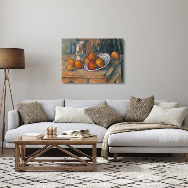 Obraz na szkle - Paul Cézanne, Still Life with Milk Jug and Fruit, reprodukcje (70x50 cm)