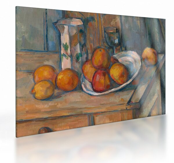Obraz na szkle - Paul Cézanne, Still Life with Milk Jug and Fruit, reprodukcje (70x50 cm)