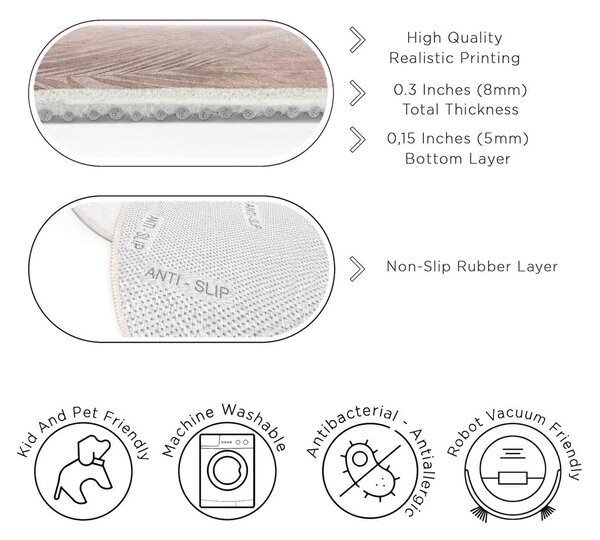 Jasnoróżowy okrągły dywan odpowiedni do prania ø 150 cm Dusty Leaves – Mila Home