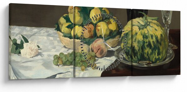 Obraz - Edouard Manet, Still Life with Melon and Peaches, reprodukcje (z zegarem) (90x30 cm)